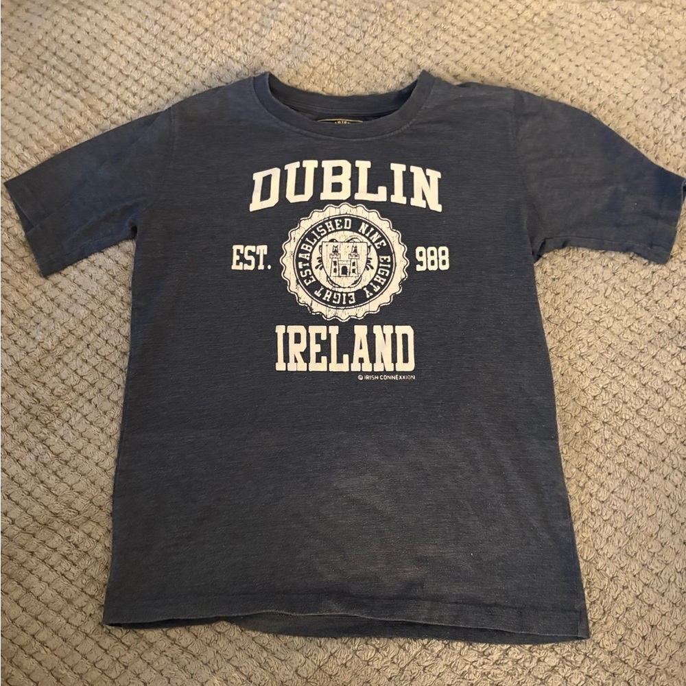 Blue Dublin Short Sleeve Tee with Graphic Design